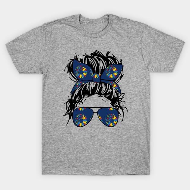 Autism Mom With Sunglasses T-Shirt by Daimon